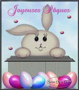 Gif animé joyeuses Pâques oeufs lapin